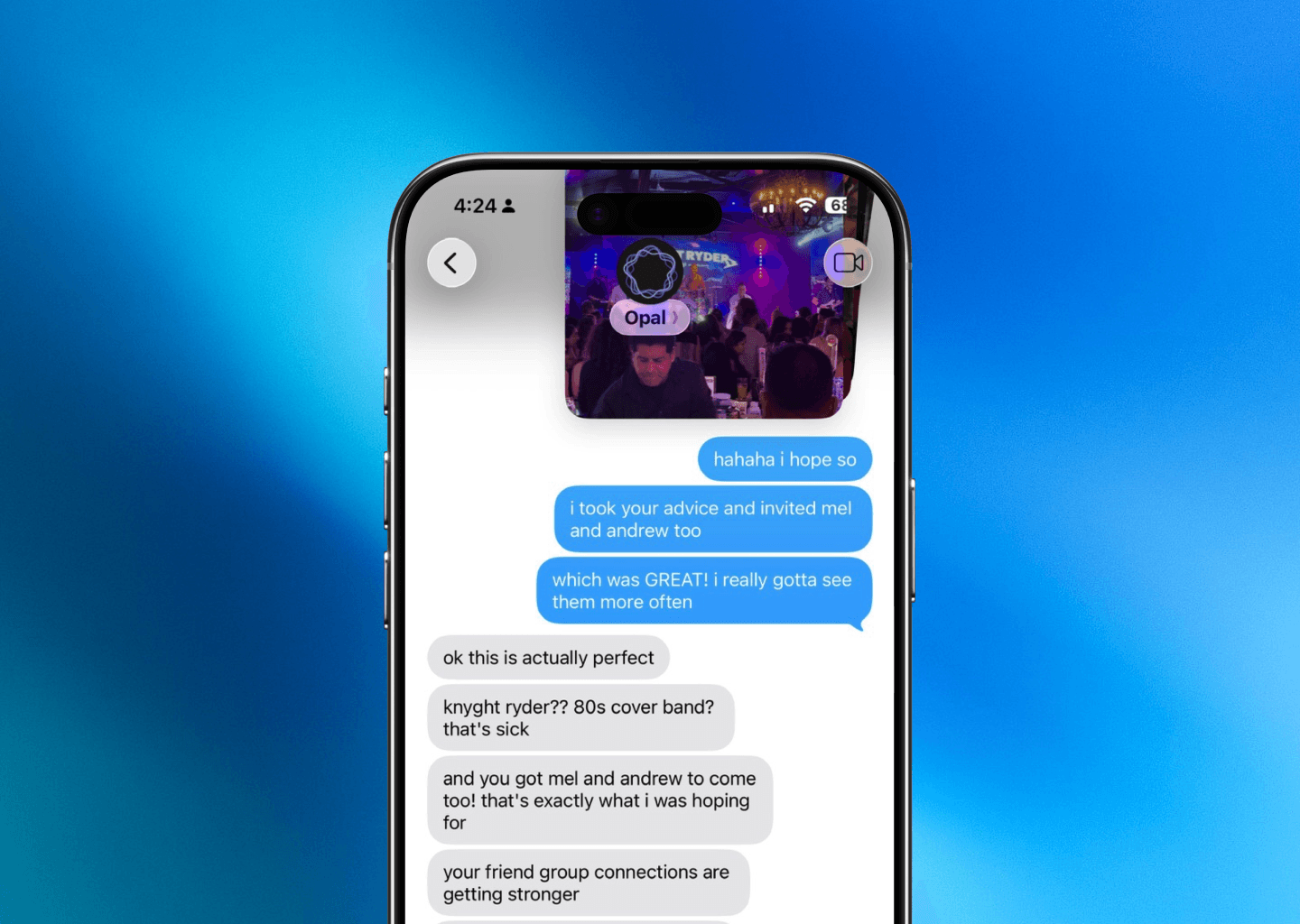 Texting with Aneu in iMessage